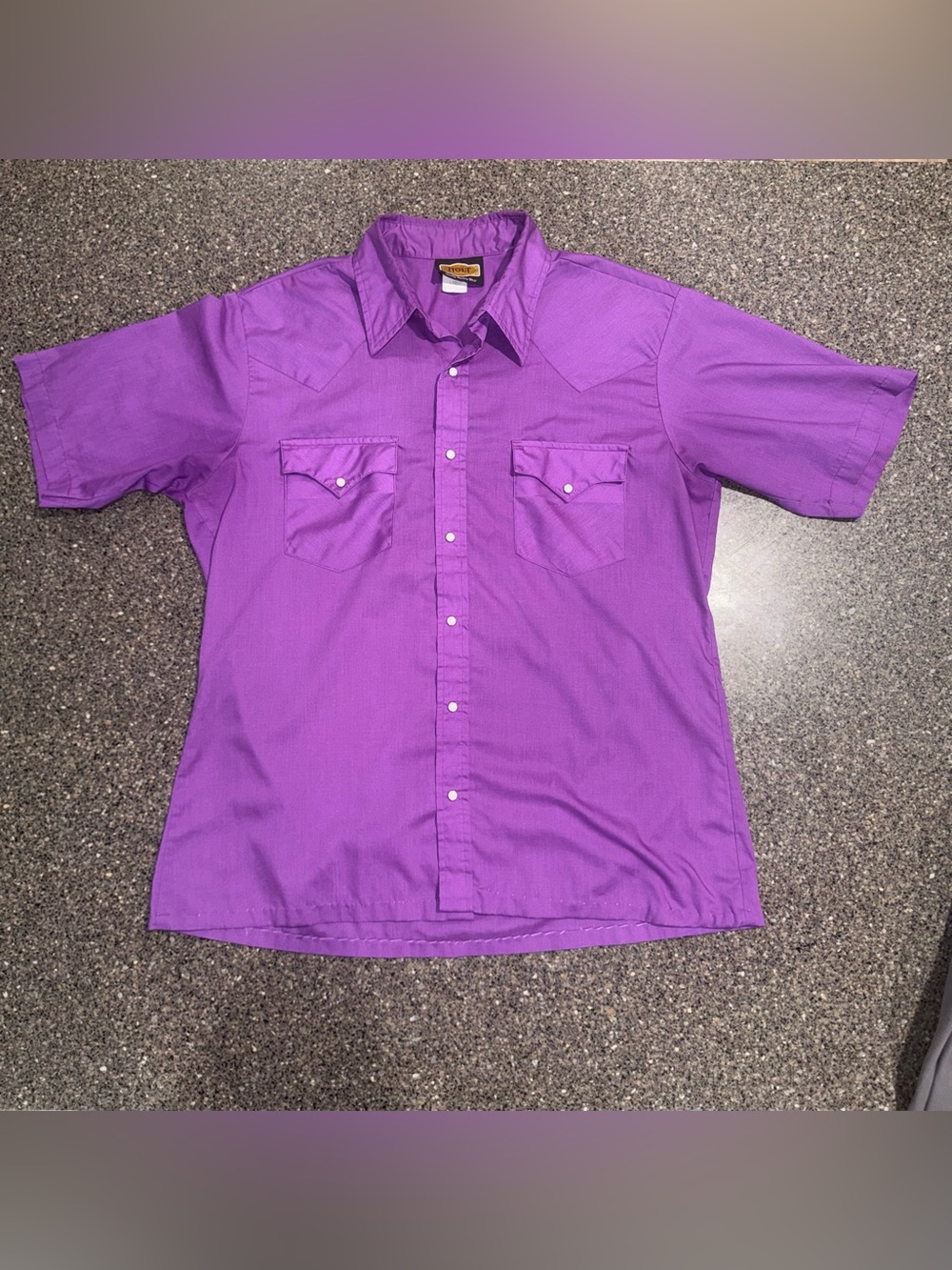 Vintage Holt Quality Western Wear Purple Pearl Snap Shirt Large Made In USA